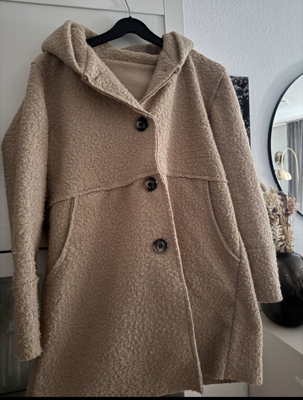 Mango Boucle Mantel braun