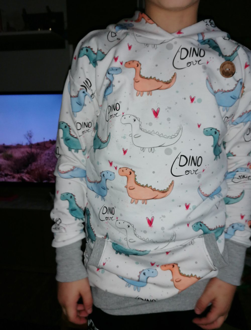 Hoodie mit Dinomotiv - Handmade
