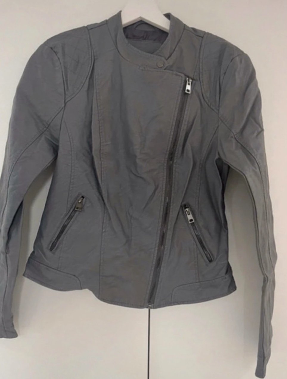 Lederjacke Kunstleder grau biker / Racer Jacke in S von Vero Moda