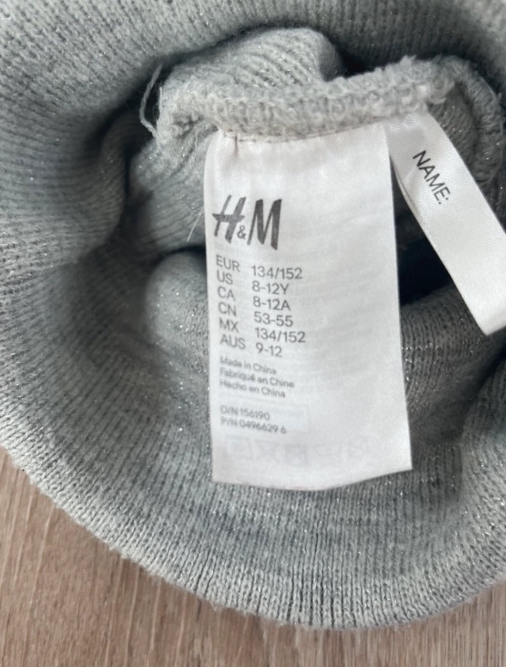Mütze Kopfbedeckung H&M grau Teddy mit Gesicht 134/152