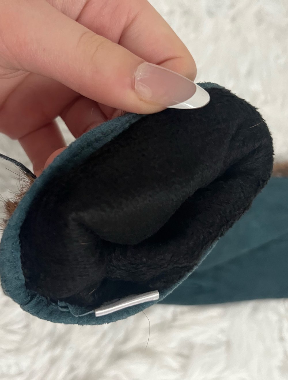 Handschuhe blau Fell braun schwarz Polyester in L