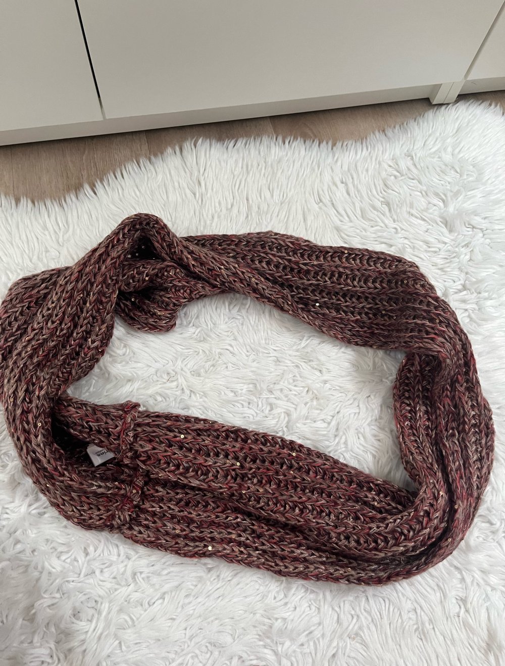 Schal Schale bunt burgunderrot braun Glitzer von Takko Fashion