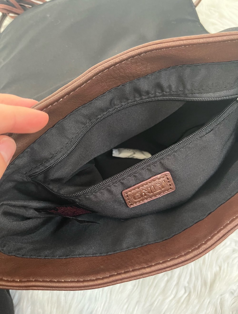 Only Tasche Schultertasche Umhängetasche braun Silber