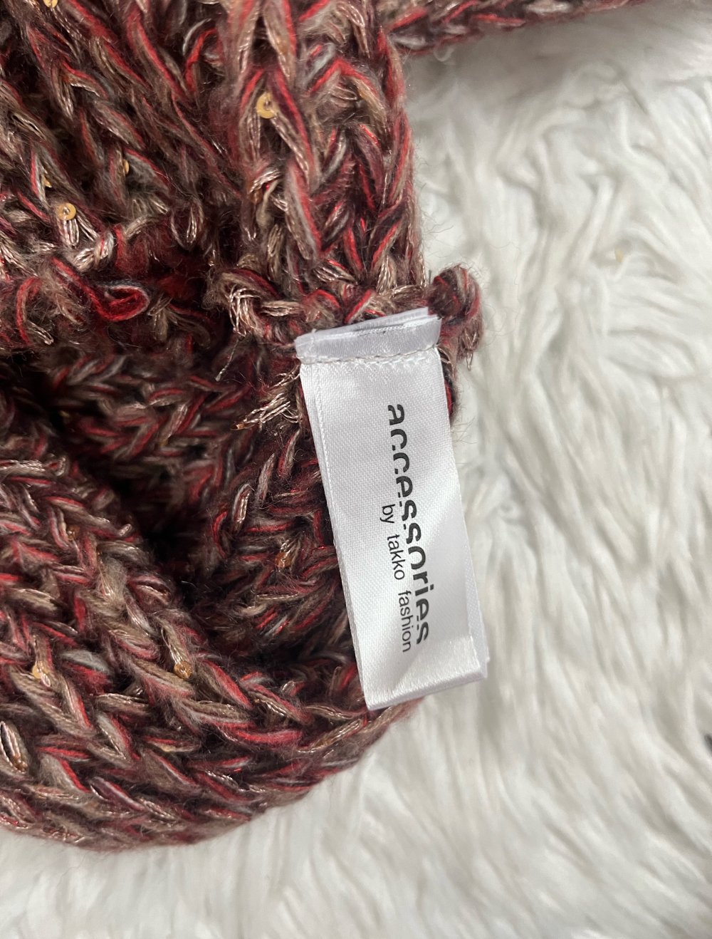 Schal Schale bunt burgunderrot braun Glitzer von Takko Fashion