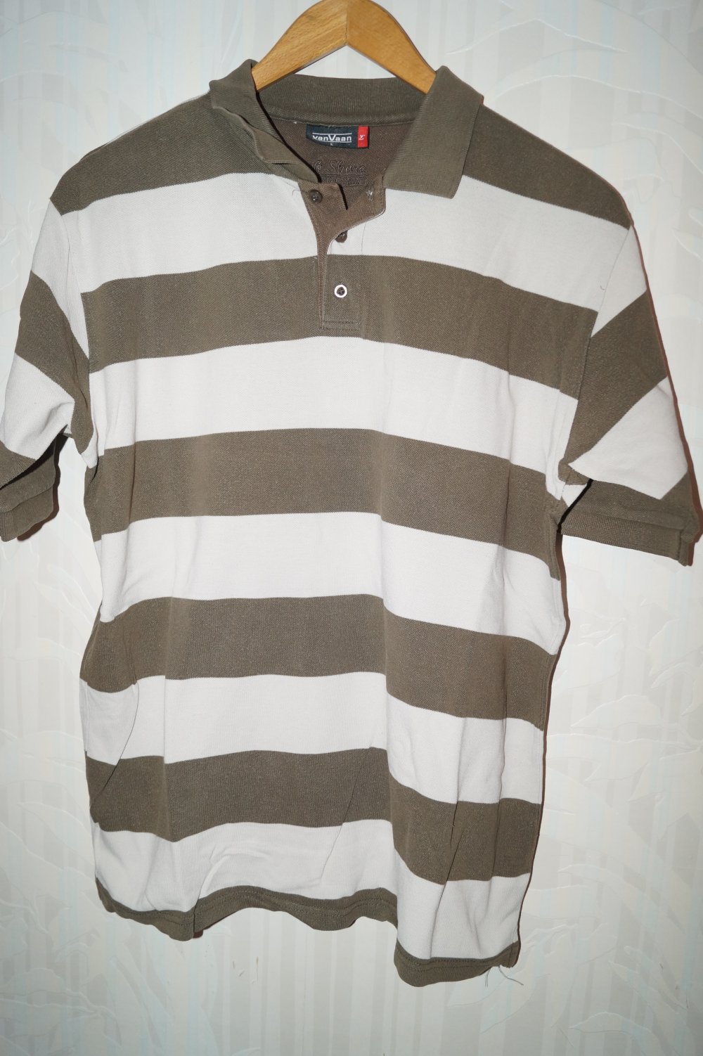 khaki beige gestreiftes Polo Gr.L van Vaan