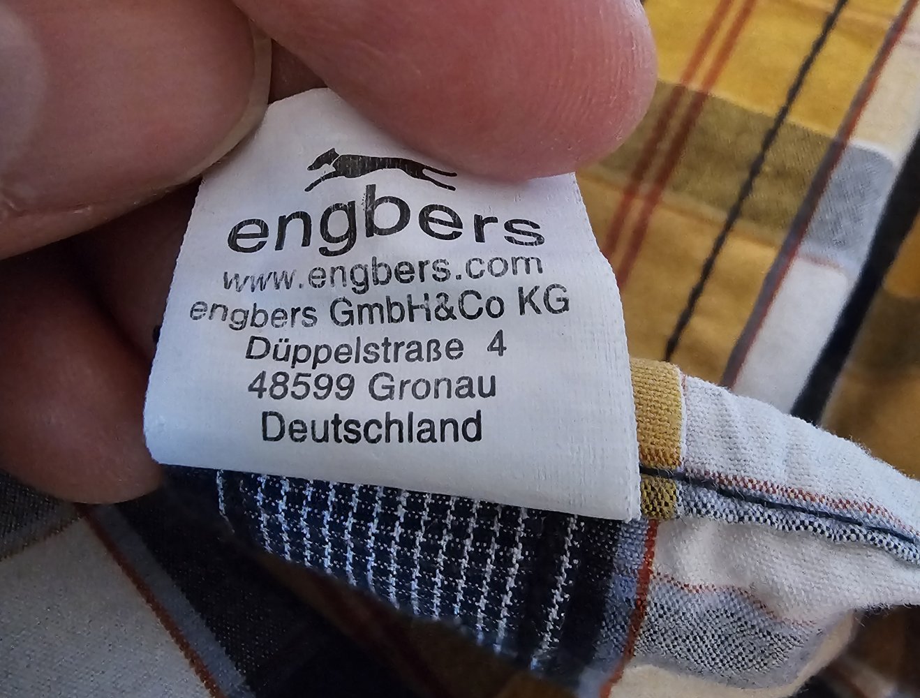 Senffarben-blau-weiß kariertes Hemd von Engbers Gr. L