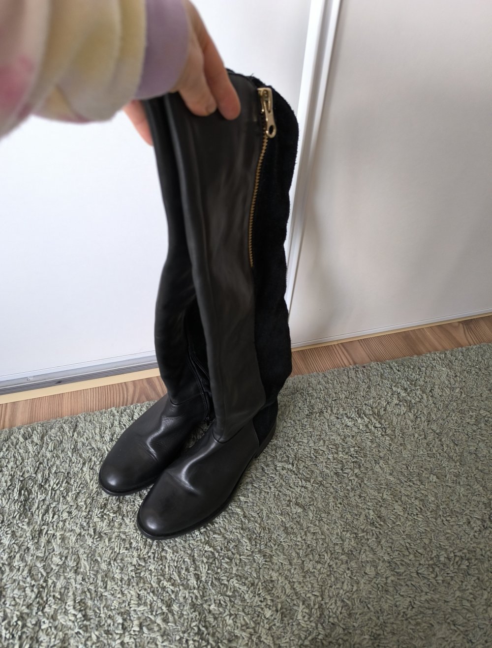 Lederstiefel knie hoch in gr 37