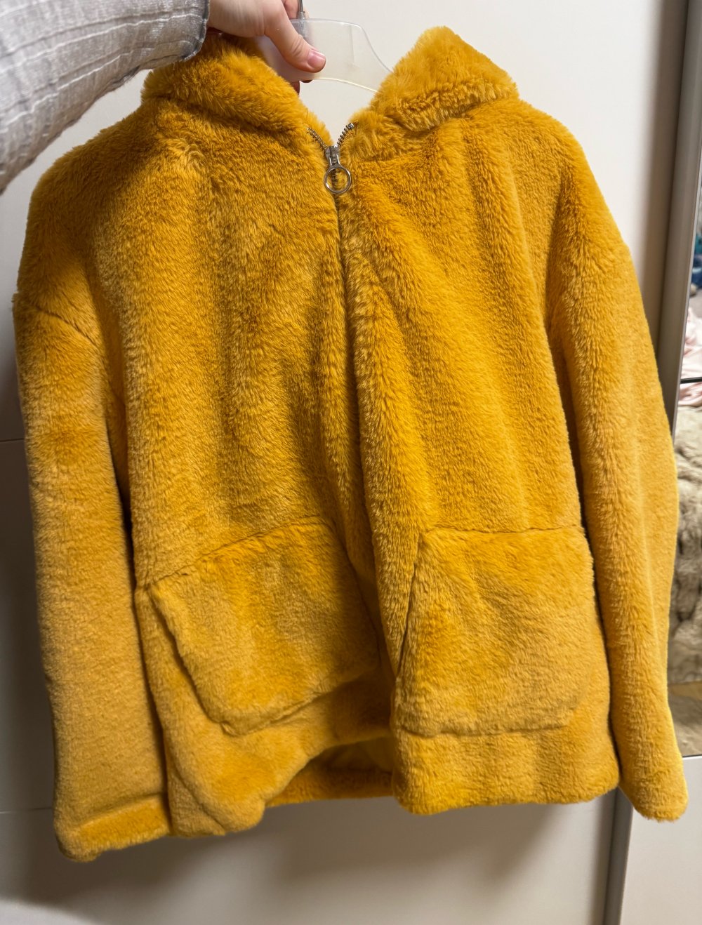flauschige Teddy Jacke gelb M
