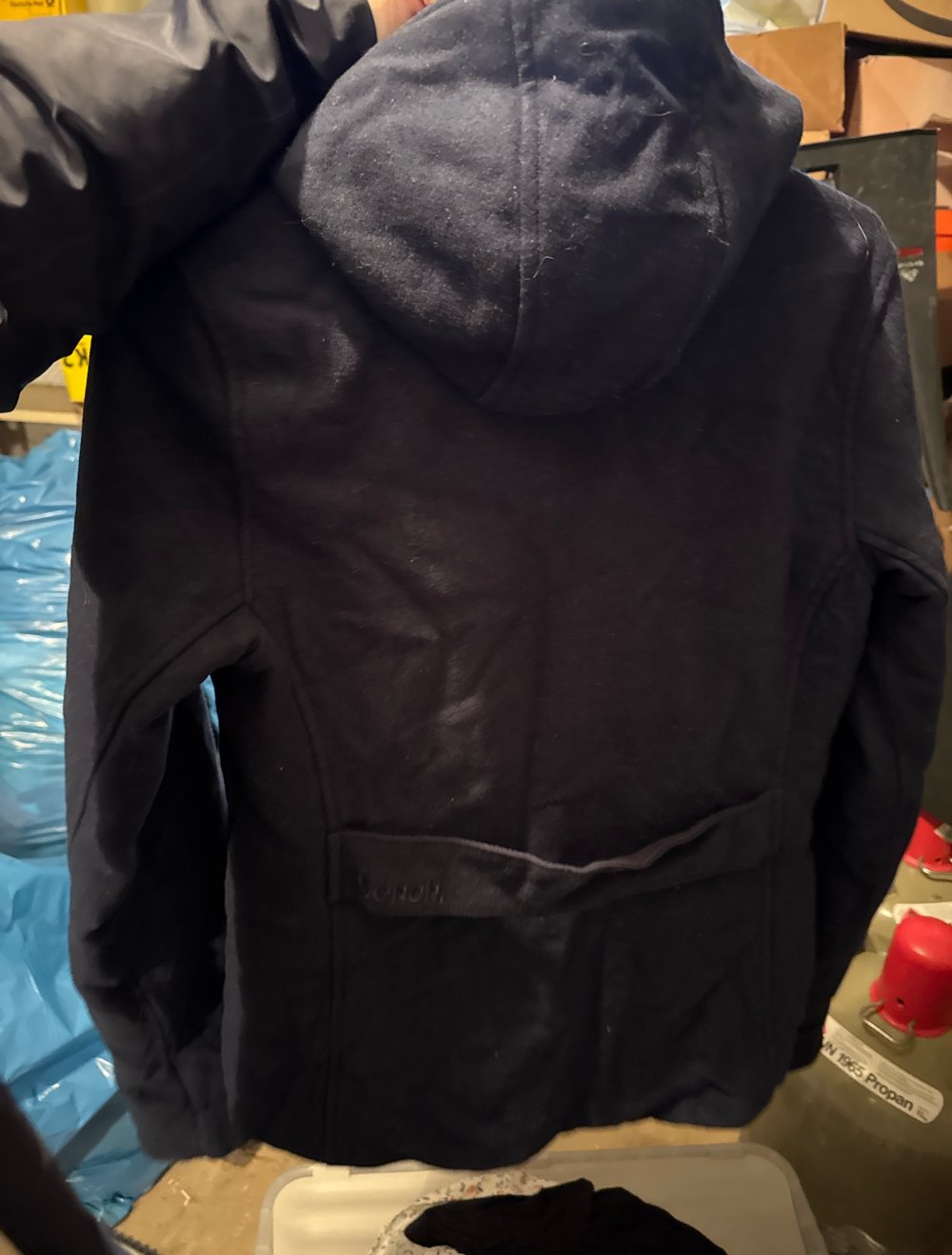 sehr schöne dunkel blaue Stoff Bench Jacke