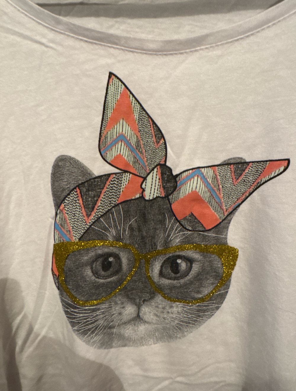 weißes katzen tshirt