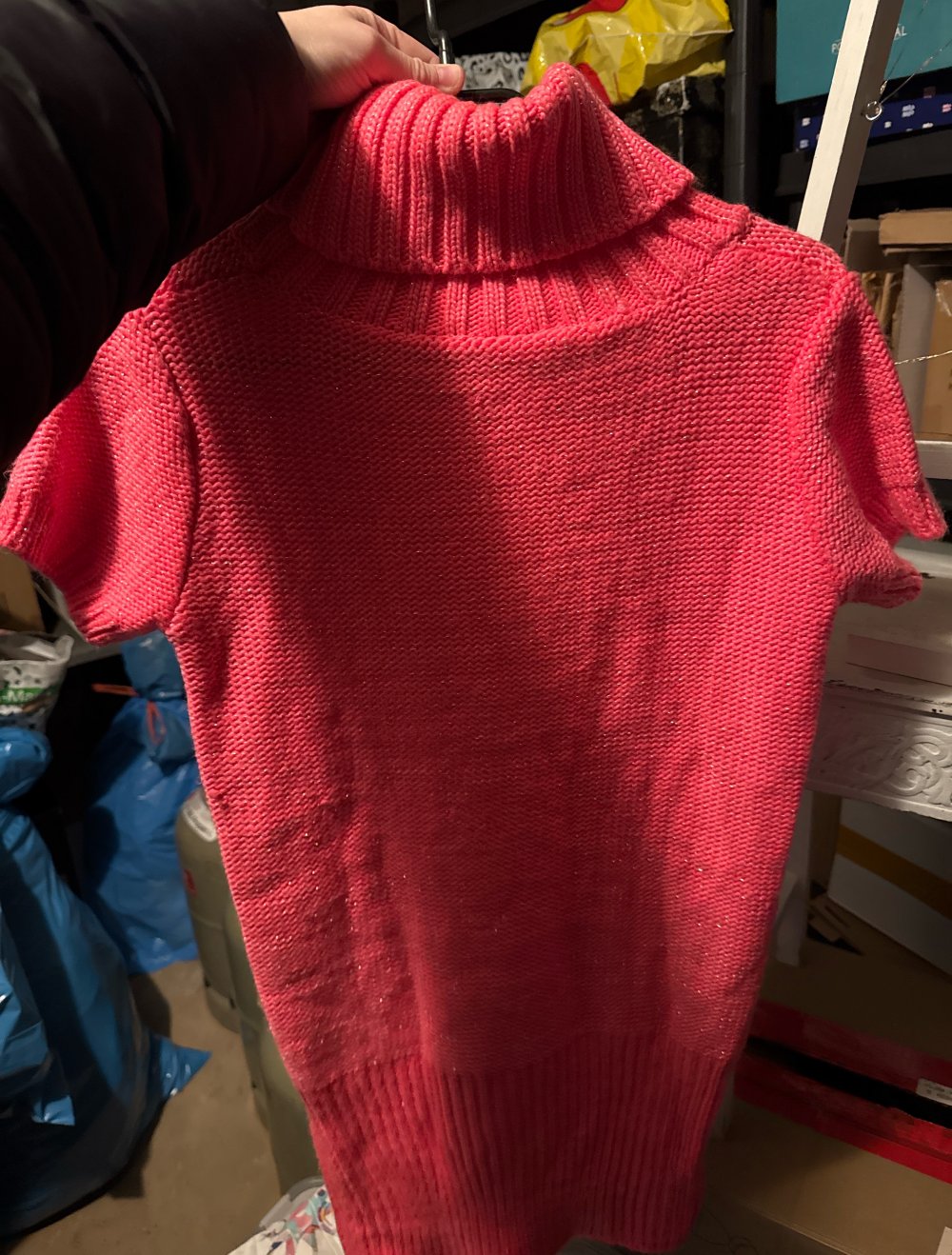 Kinder Strick Kleid 158 schönes strahlendes pink mit Glitzer