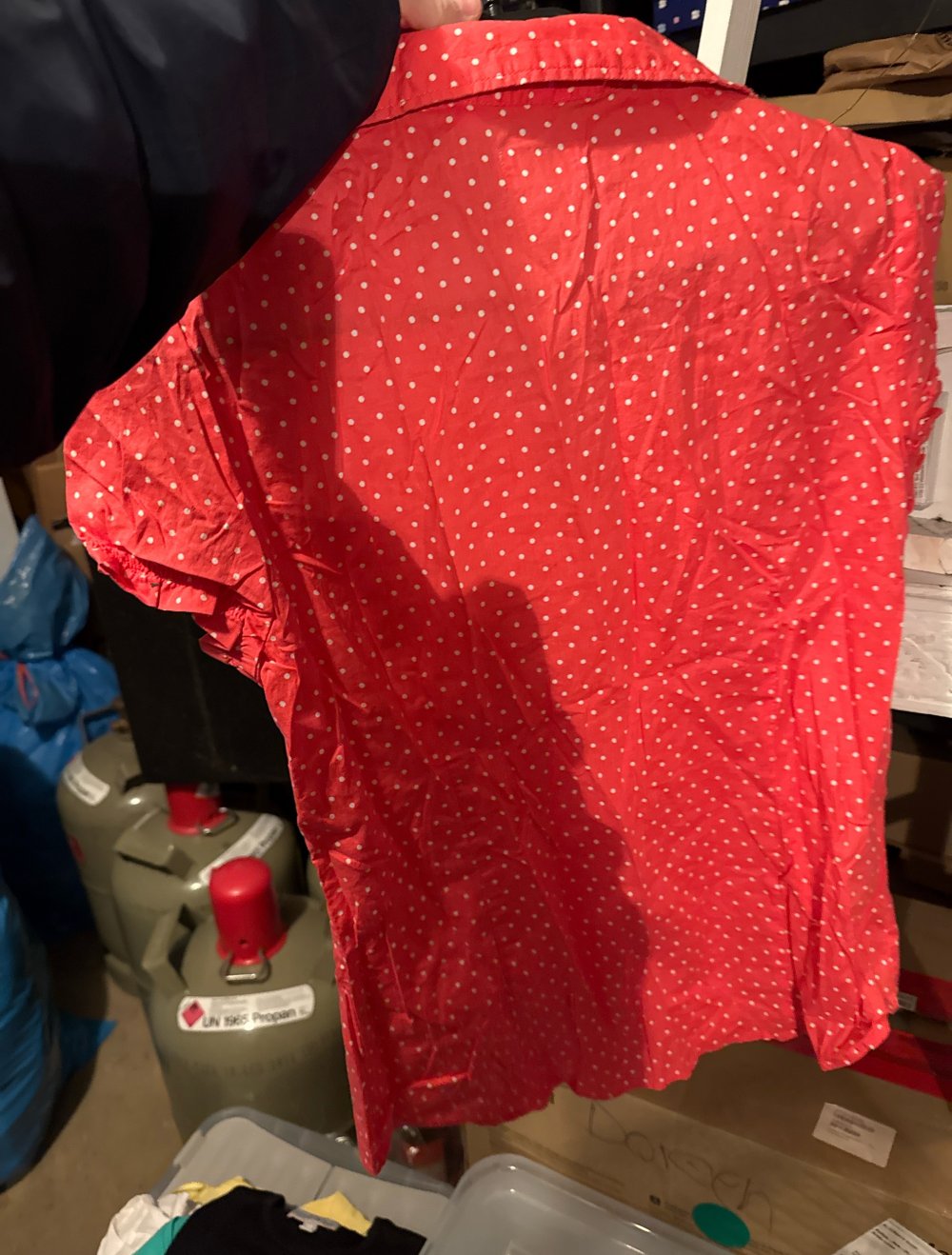 schöne Pink/rot gepunktete Bluse S