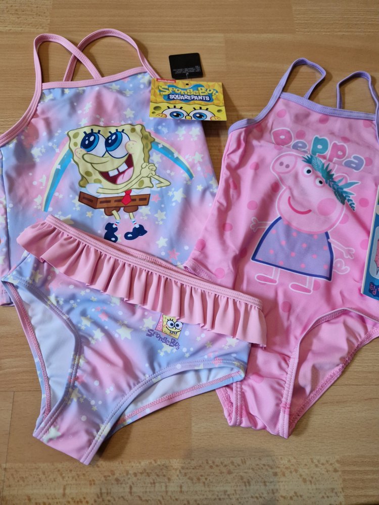 Neu 3er Set Bikini und Badeanzug Peppa Pig SpongeBob