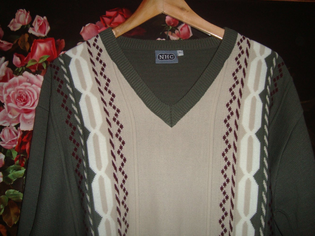 NEU! Vintage Pullover-Rhombenmuster Gr.XL