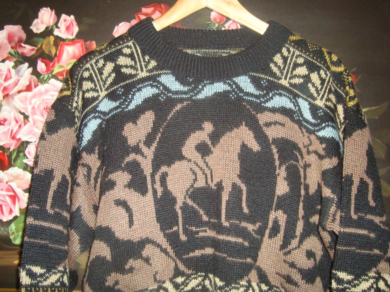 Vintage Pullover -Reitermotiv Gr.38/40