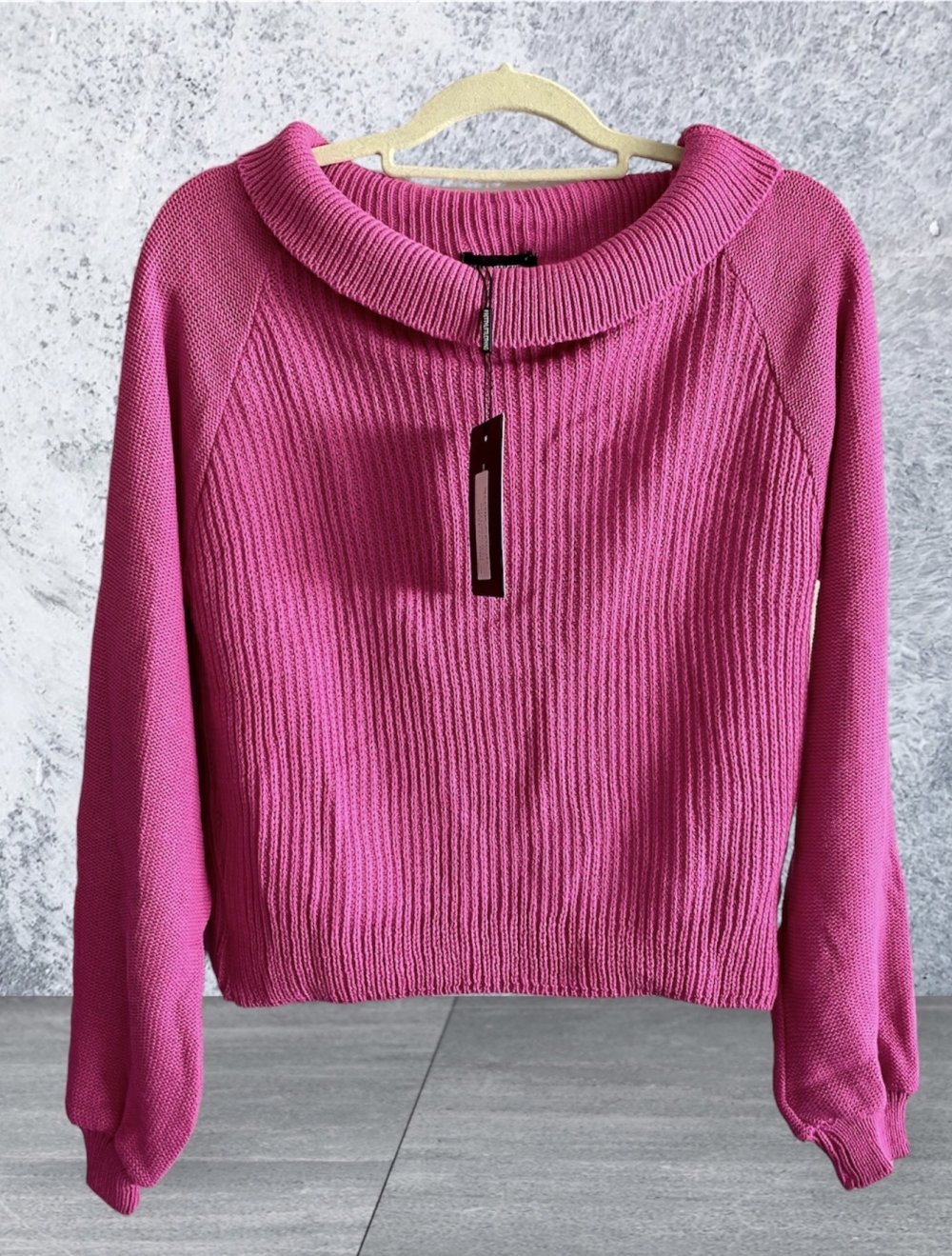 PRETTYLITTLETHING Damen Strickpullover in Fuchsia Gr. S Neu.