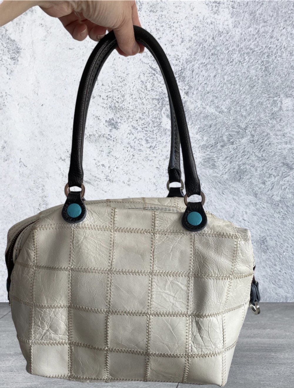 GABS Damen Leder Tasche Handtasche in Weiß/Creme