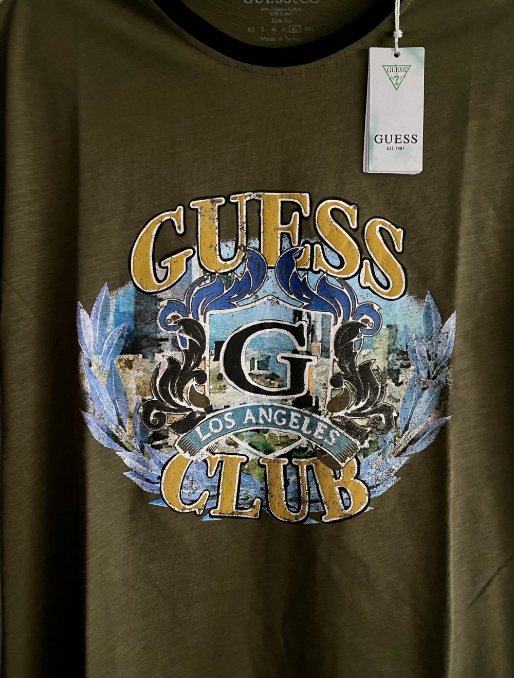 GUESS Herren T-Shirt in Khaki Gr. XL Neu mit Etikett