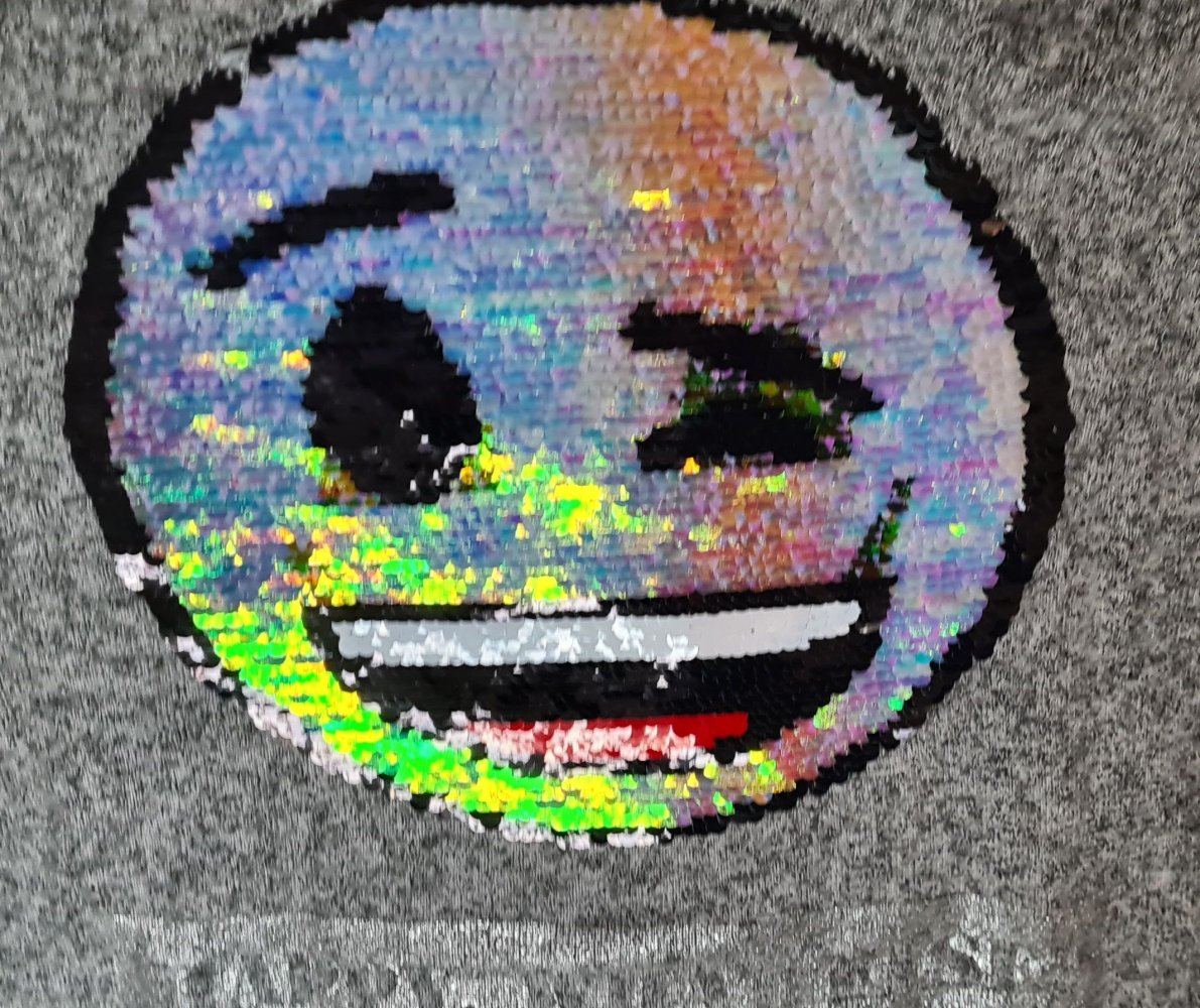 Grau-meliertes Longsleeve-Shirt von emoji mit Wende-Pailletten