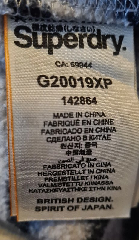 Hellgrau-schwarz gestreifter Hoodie von Super Dry Größe L