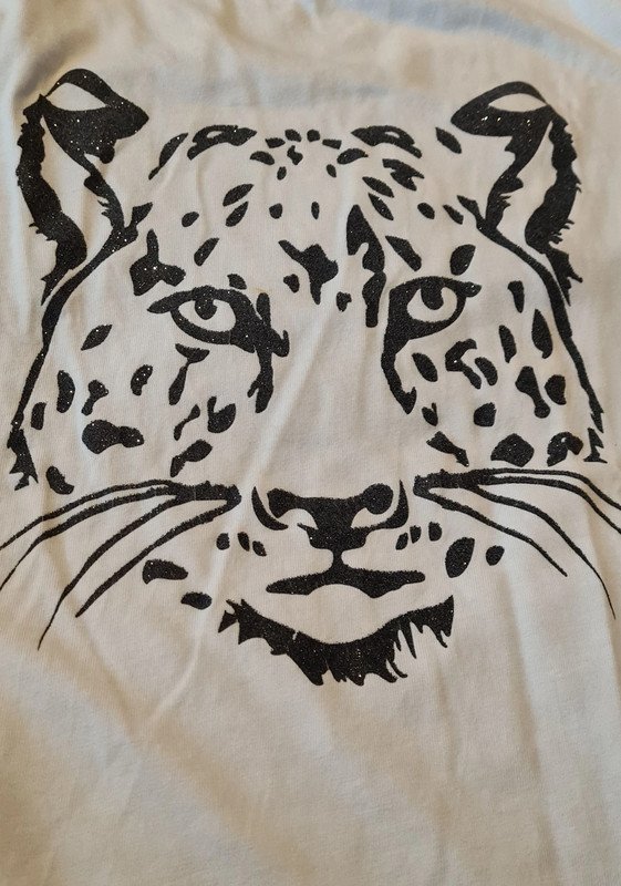 Weißes T-Shirt (Größe M) von Review Fourteen mit Glitzer-Aufdruck