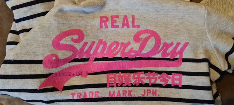Hellgrau-schwarz gestreifter Hoodie von Super Dry Größe L