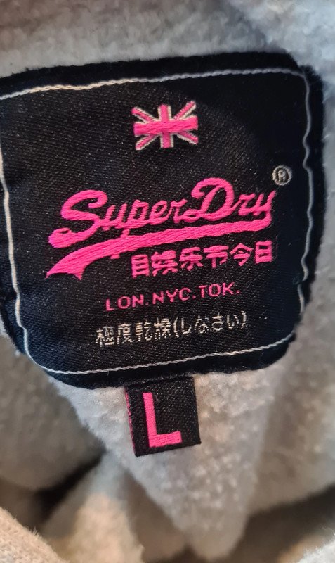 Hellgrau-schwarz gestreifter Hoodie von Super Dry Größe L