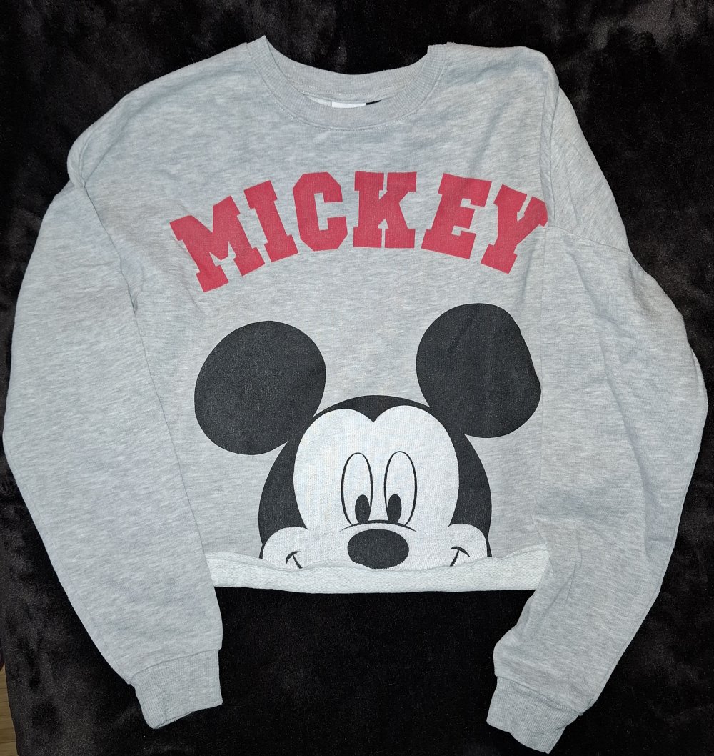 Grau meliertes Crop Longsleeve Größe S