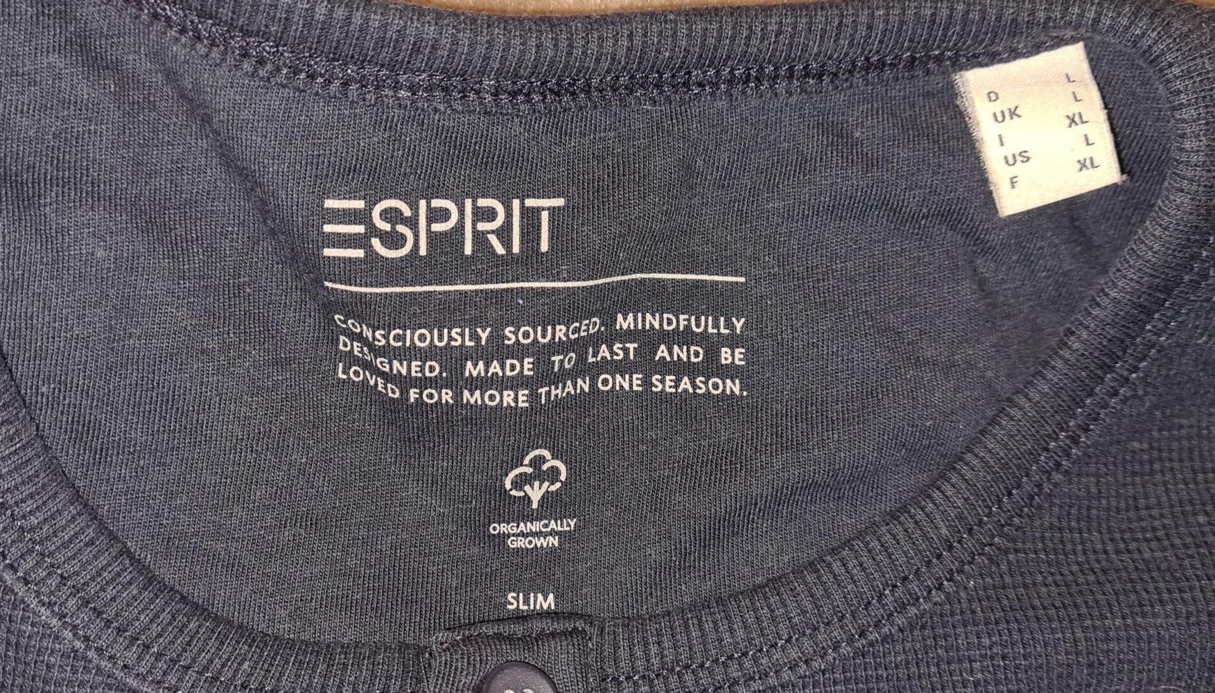 Marinefarbenes Longsleeve / Langarmshirt von Esprit aus Bio-Baumwolle Größe L