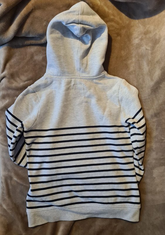 Hellgrau-schwarz gestreifter Hoodie von Super Dry Größe L