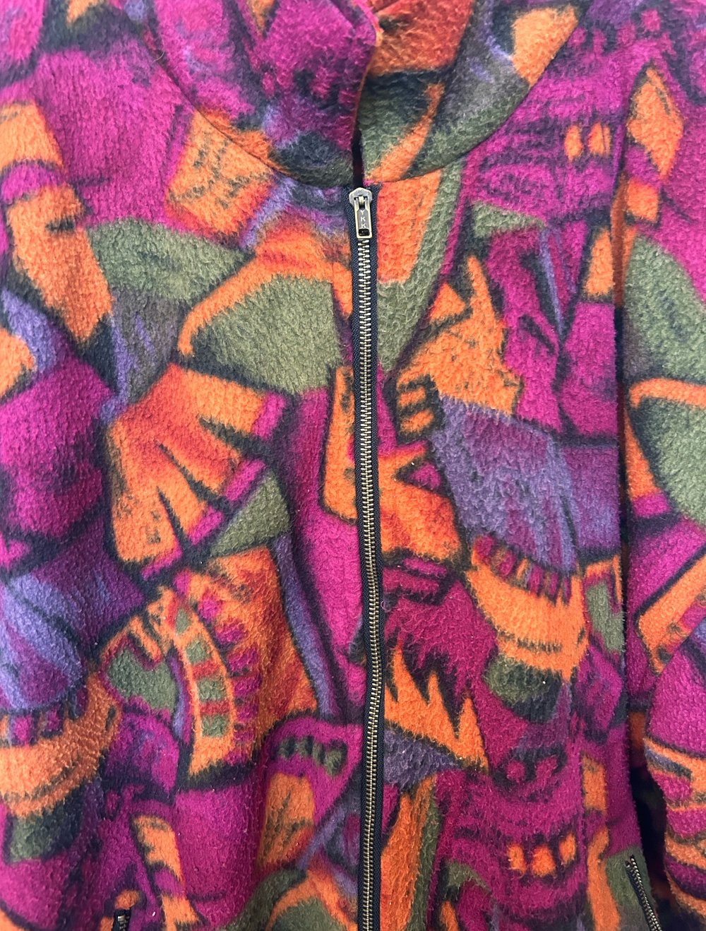 true vintage Retro Pulli Sweater fleecejacke boho hippie ethno Oversize