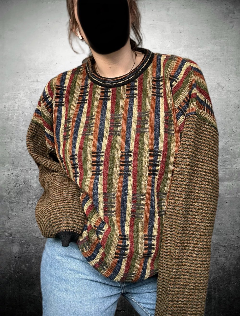 True vintage Retro Pulli Sweater Strickpullover boho hippie ethno Oversize