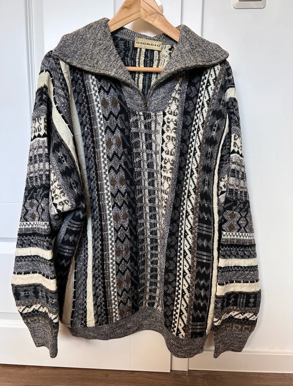 True vintage Retro Sweater Pulli Strickpullover boho zipper hippie ethno