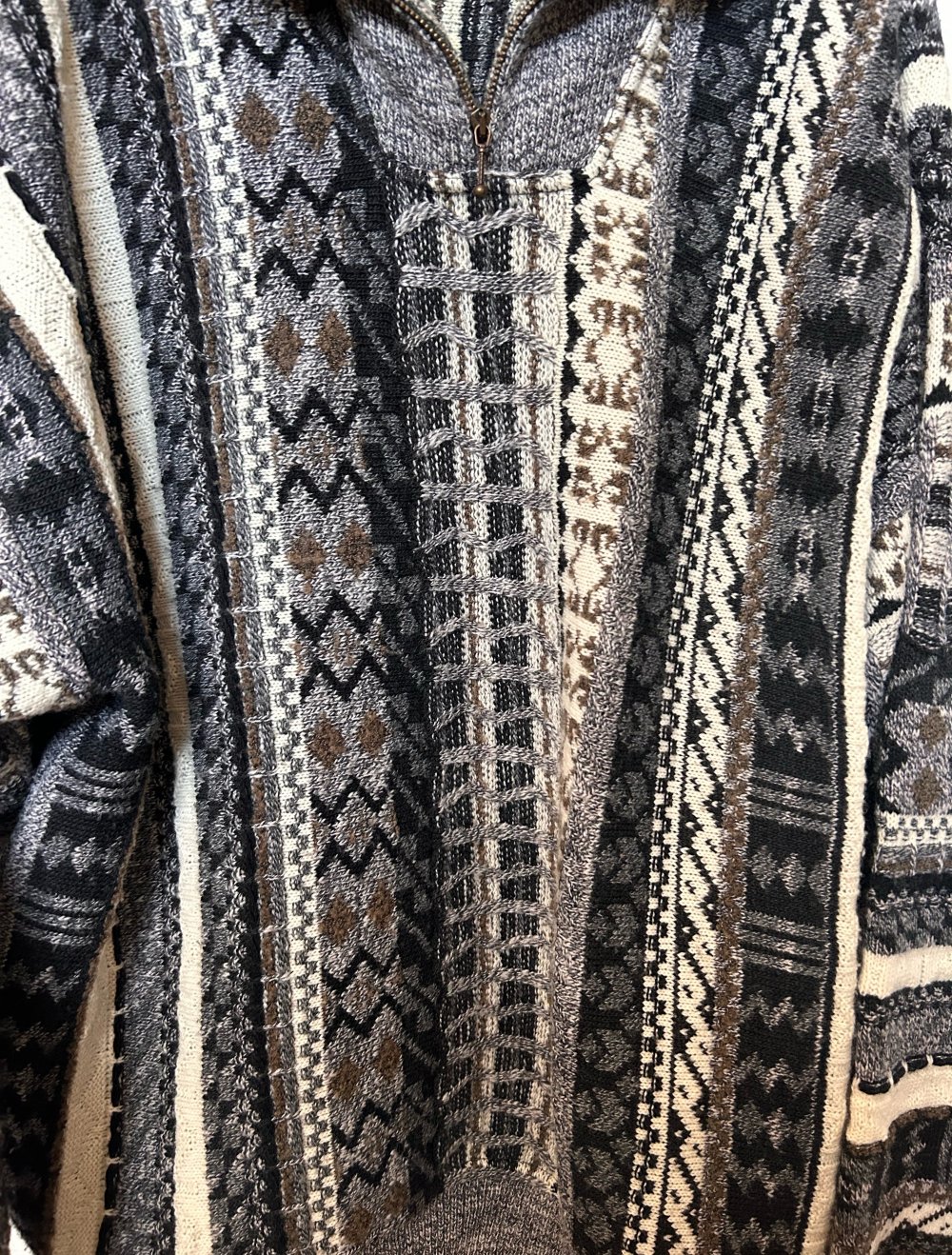 True vintage Retro Sweater Pulli Strickpullover boho zipper hippie ethno