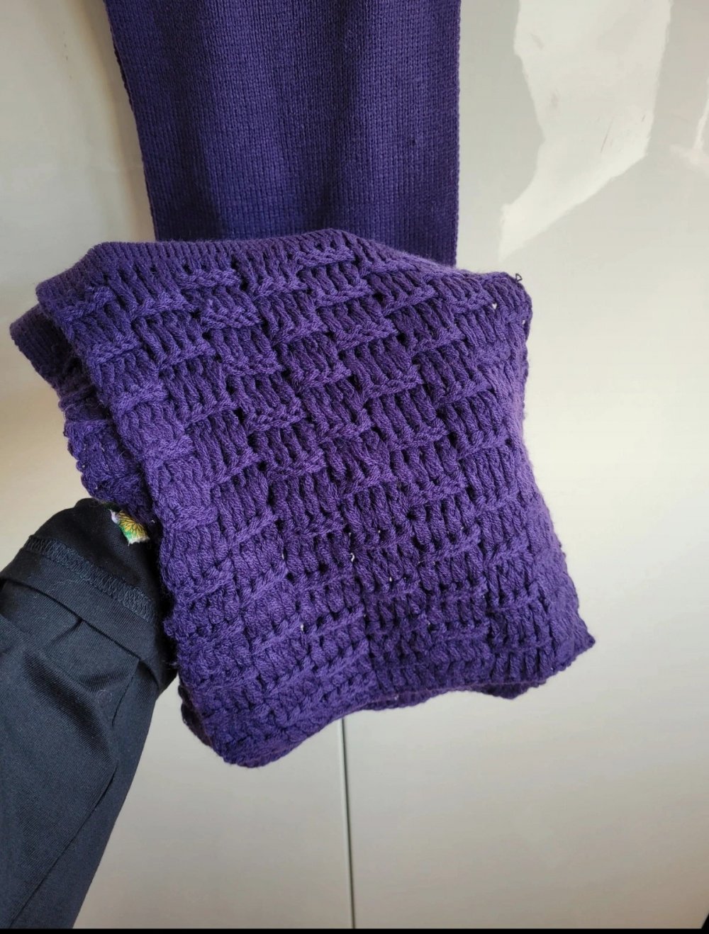 ? Pieces Strickschal Strick Schal Grobstrick lila Grobstrick Strickmuster pointelle Knit