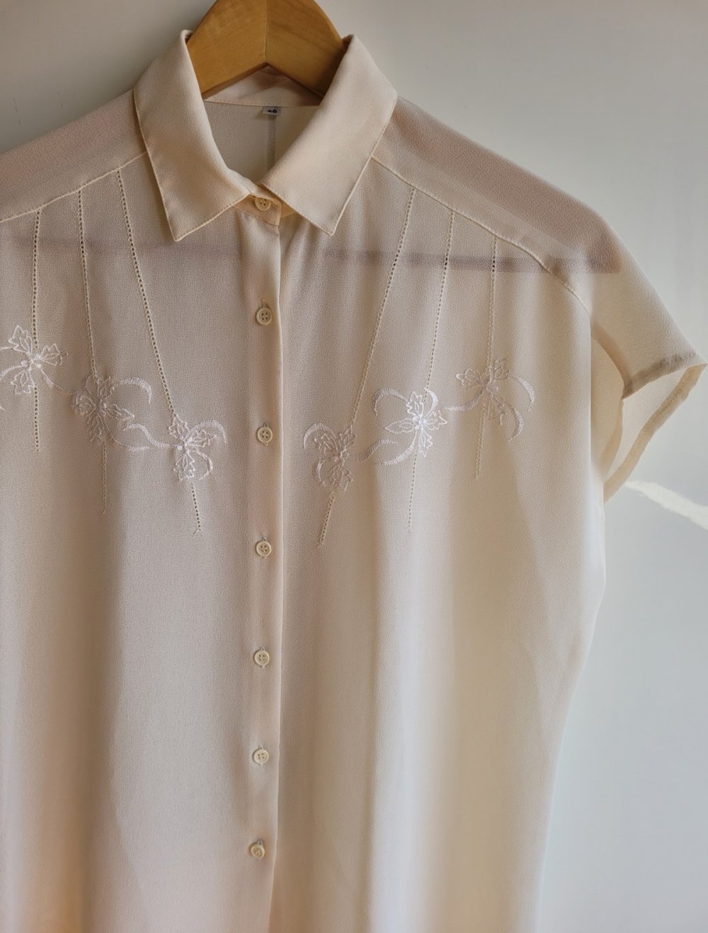 Original Vintage Bluse mit Stickerei in creme Boho bestickt realvintage truevintage