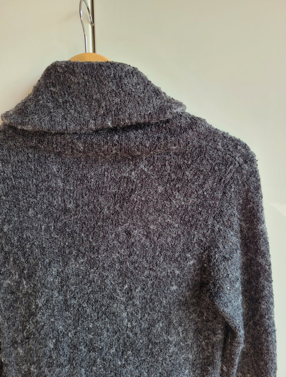 H&M Strickcardigan Strickmantel Cardigan Strickjacke Strick Divided Grey Boucle grau unisex Basic asymmetrisch