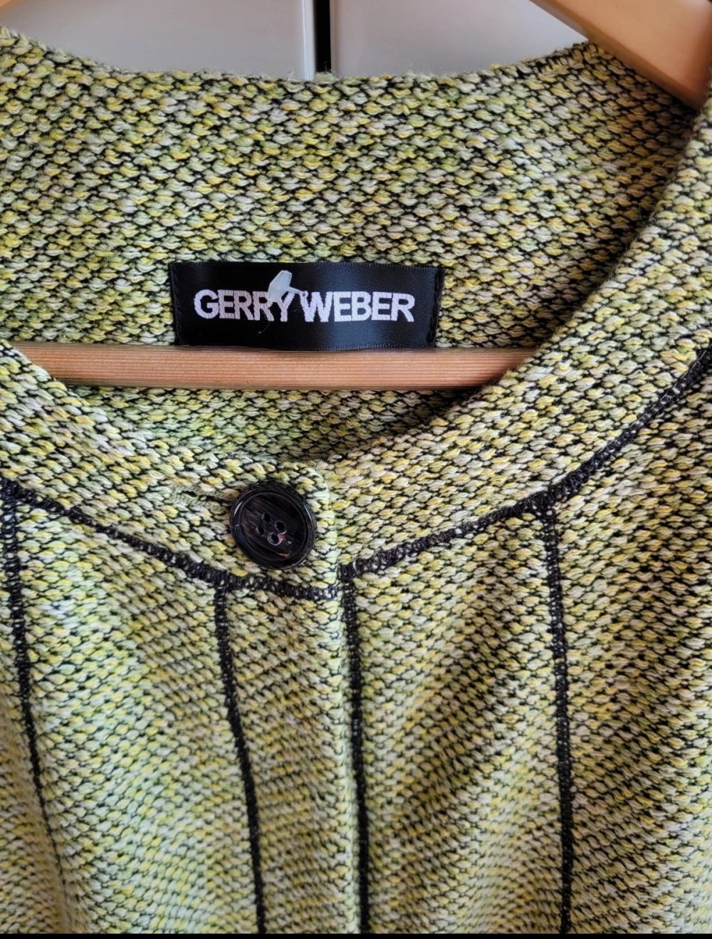 Gerry Weber Blazer mit verdeckter Knopfleiste Strickblazer Jacke Cardigan Strickjacke Strickcardigan truevintage Retro Vintage Designer Marke Kurzblazer Gr. M Blazerjacke knit Strick