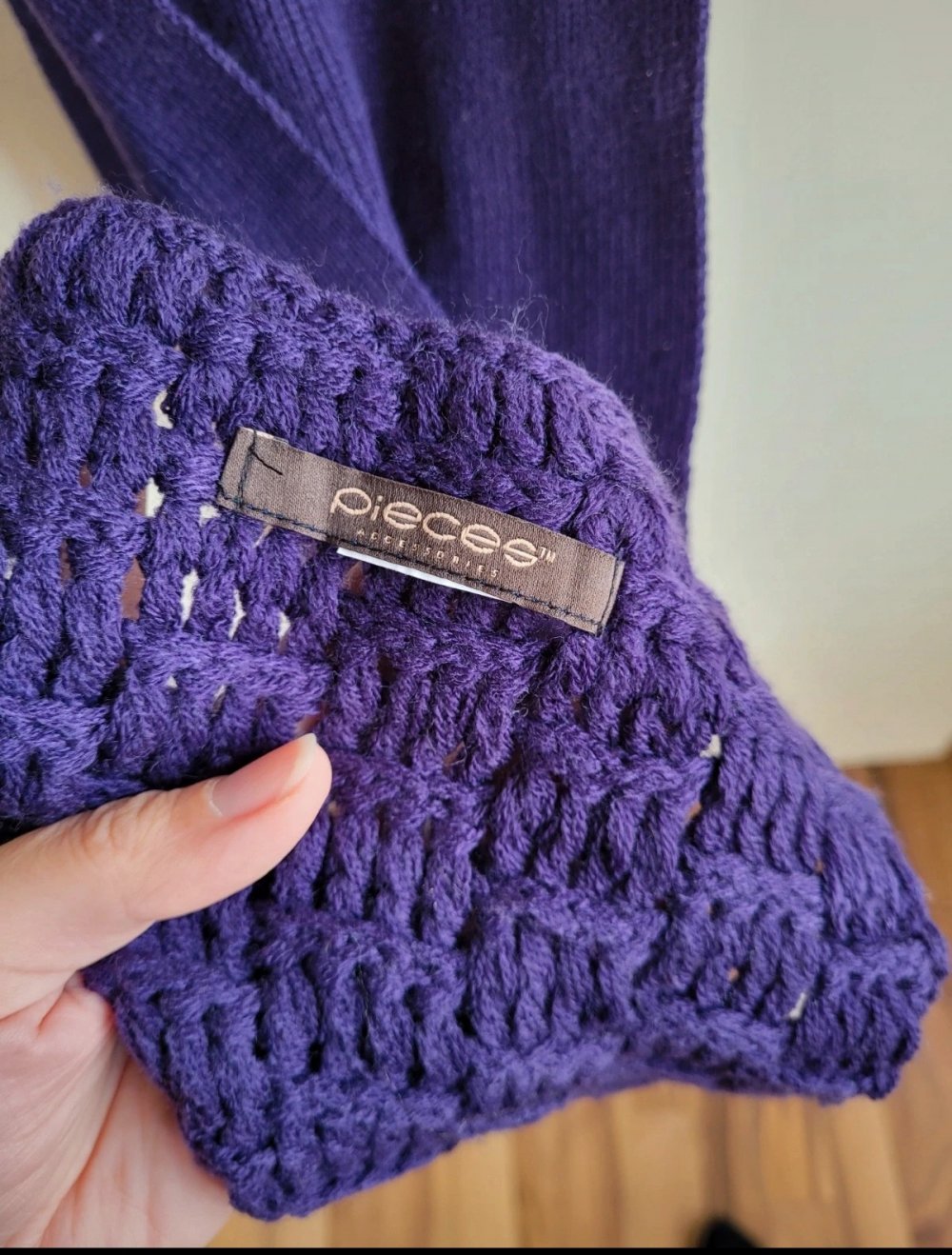 ? Pieces Strickschal Strick Schal Grobstrick lila Grobstrick Strickmuster pointelle Knit