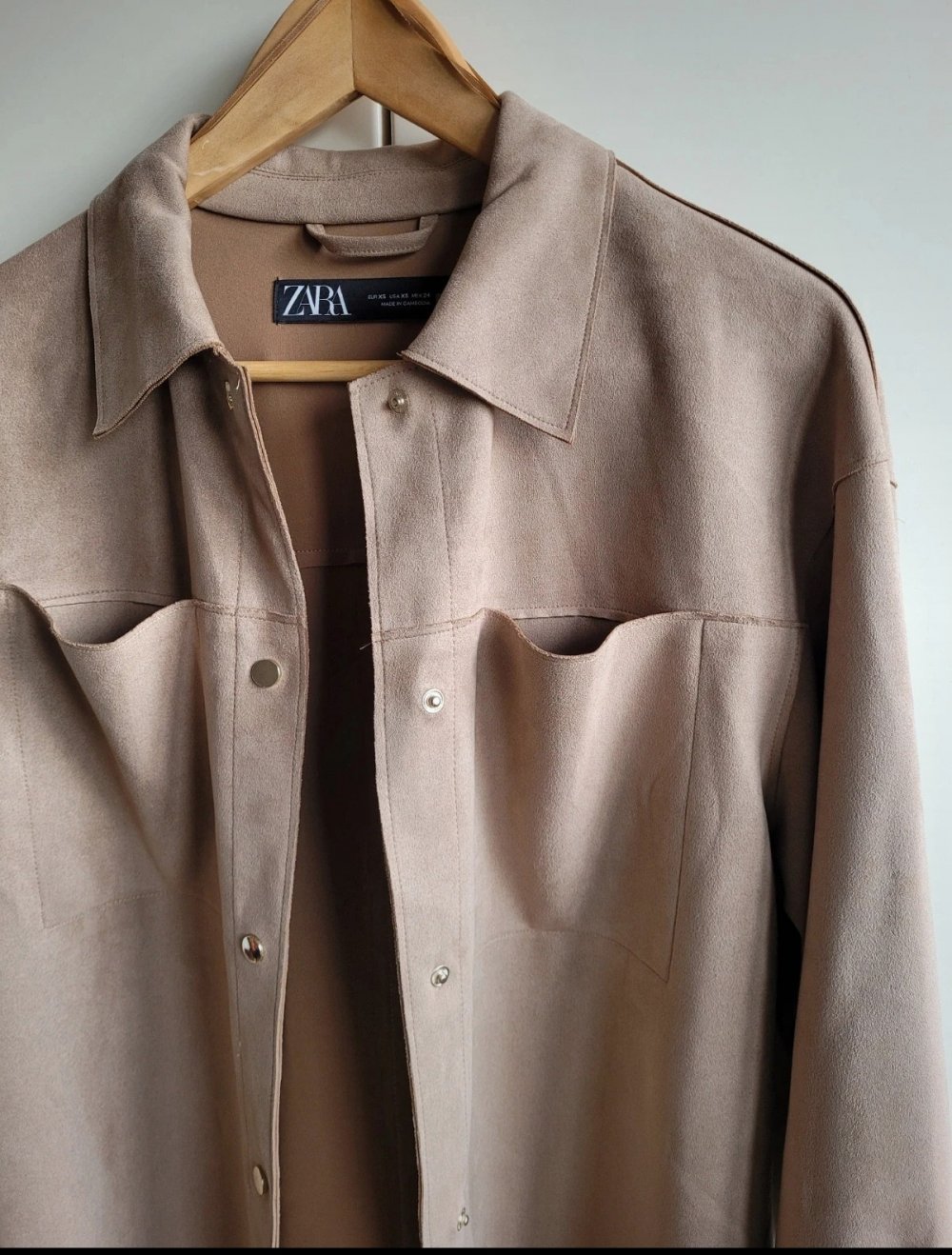 Zara Oversize Überhemd Wildlederimitat Hemd Bluse Hemdjacke beige Blogger Wildleder Imitat Velours Waschleder Overshirt Boho Oversized