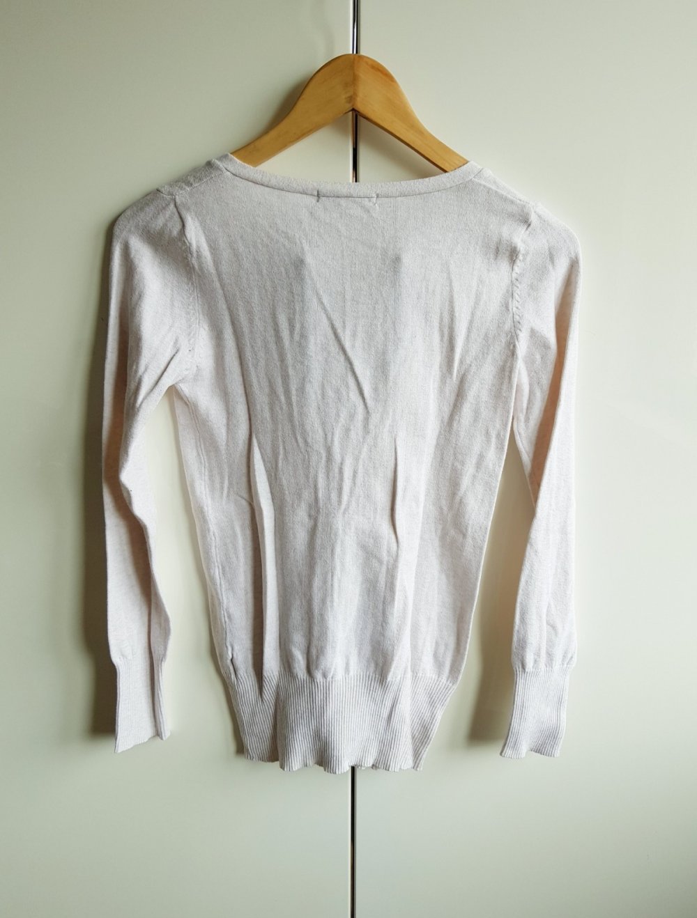 Tally Weijl Basic Strickjacke Strick Cardigan creme meliert Vintage Strickcardigan Baumwolle Nylon