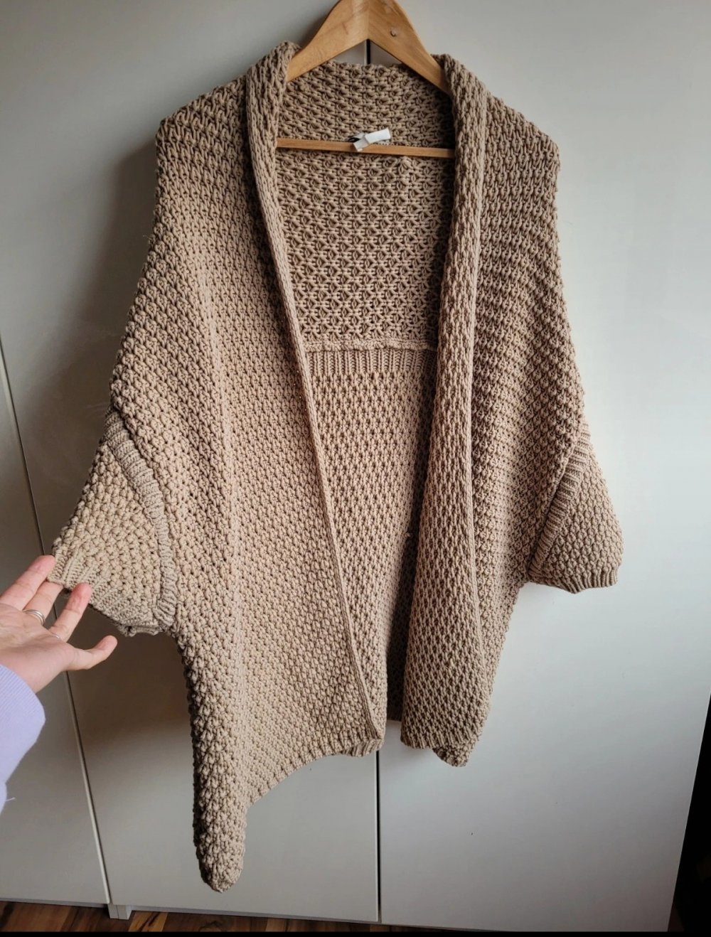 Zara Oversized Cardigan Cape taupe schlamm Grobstrick Weste Strickjacke Strickmantel Strick Knit Oversize Grobstrick Kimono beige M westover