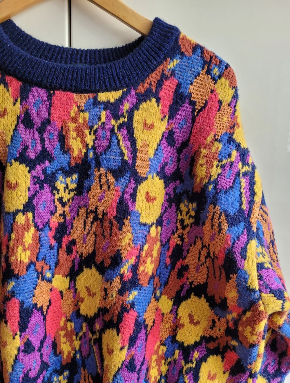 Zara Oversize Jacquardstrick Pullover Strickpullover bunt extravagant Vintage Jacquard Strick oversized Strickpulli Strickmuster knit Blogger Strickkleid M 38