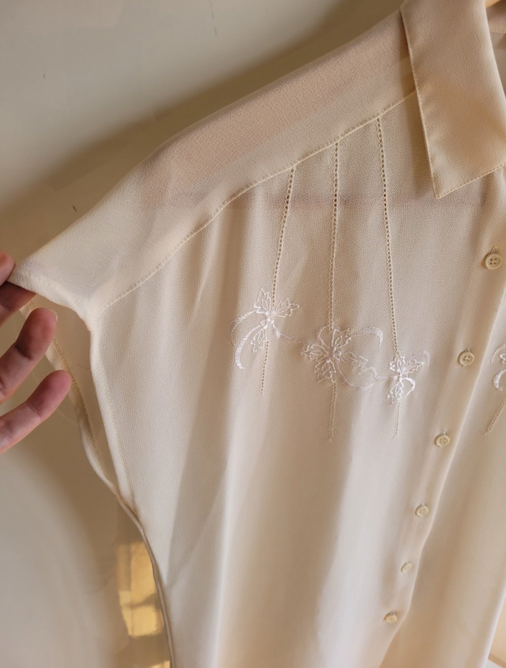 Original Vintage Bluse mit Stickerei in creme Boho bestickt realvintage truevintage