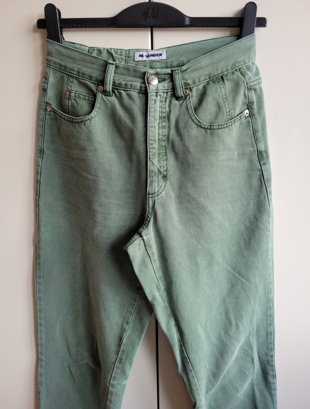 Jil Sander High Waist Momjeans Mom Jeans tapered Designer Jeans High Loose Taper Made in Italy jagdgrün jägergrün truevintage Vintage highwaisted 38 M