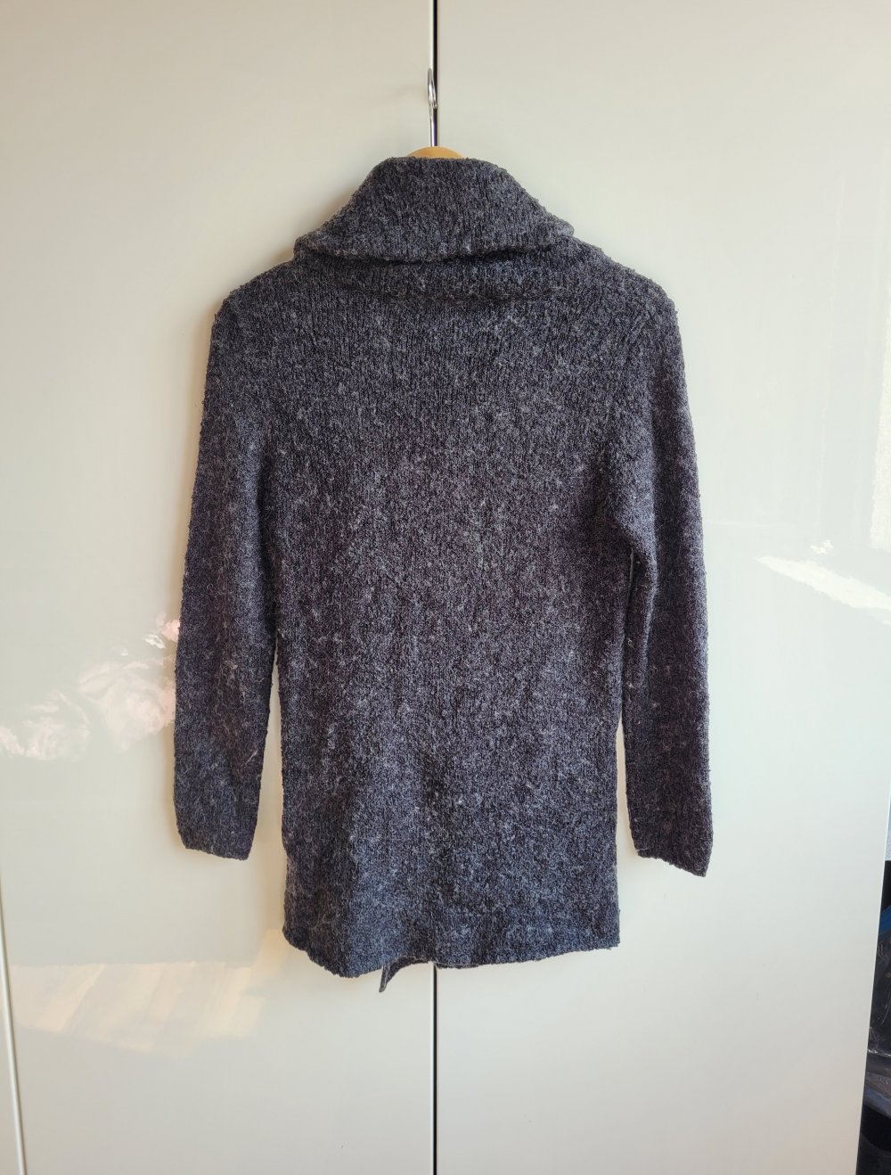 H&M Strickcardigan Strickmantel Cardigan Strickjacke Strick Divided Grey Boucle grau unisex Basic asymmetrisch