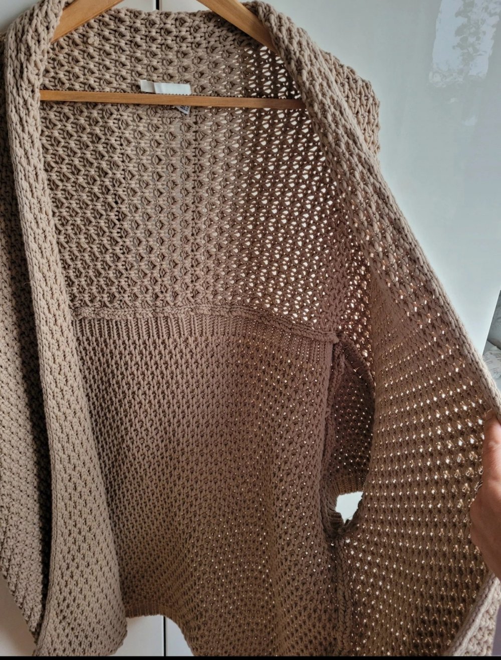 Zara Oversized Cardigan Cape taupe schlamm Grobstrick Weste Strickjacke Strickmantel Strick Knit Oversize Grobstrick Kimono beige M westover