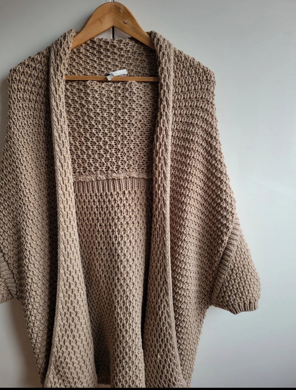 Zara Oversized Cardigan Cape taupe schlamm Grobstrick Weste Strickjacke Strickmantel Strick Knit Oversize Grobstrick Kimono beige M westover