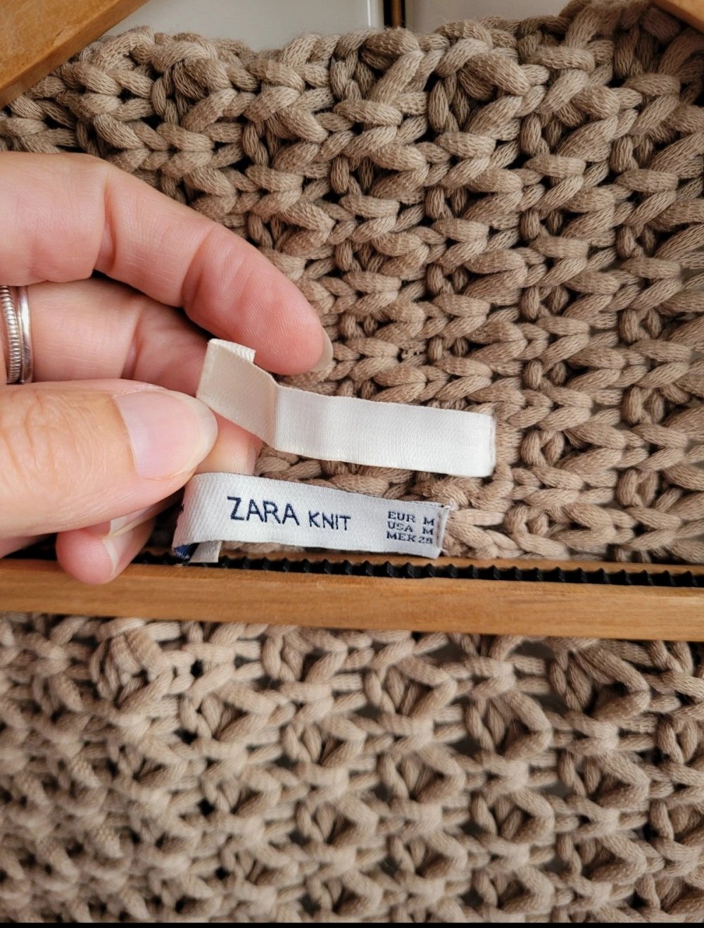 Zara Oversized Cardigan Cape taupe schlamm Grobstrick Weste Strickjacke Strickmantel Strick Knit Oversize Grobstrick Kimono beige M westover