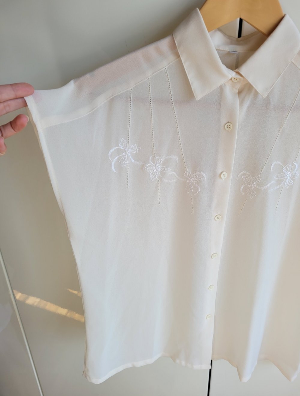 Original Vintage Bluse mit Stickerei in creme Boho bestickt realvintage truevintage